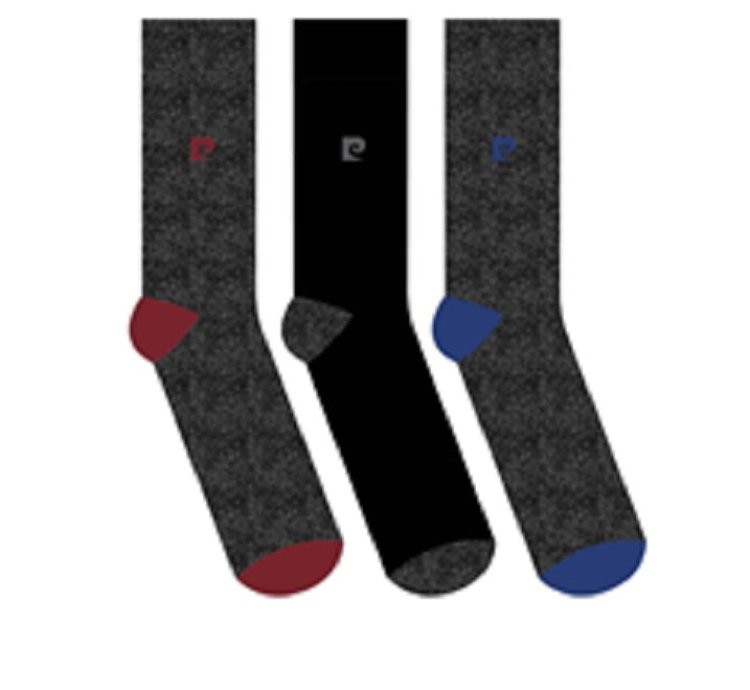 3 PK MENS PIERRE CARDIN HEEL & TOE SOCKS